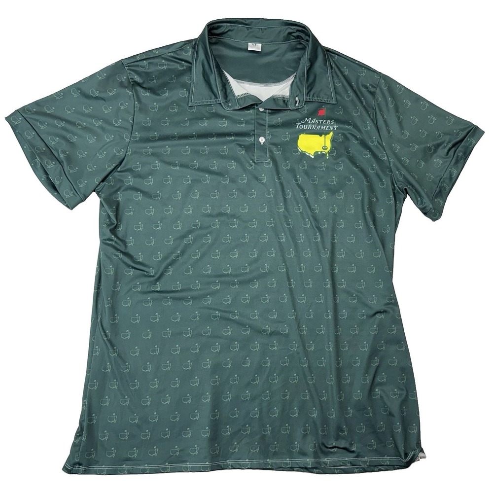 Masters Golf Tournament Polo Mens XL Green Poly Spandex Polo Golf Large Logo